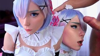 Kawaii Maid Cosplay for the Boss, Deepthroat Blowjob with a Salty Finish