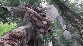 A dark elf is getting fucked by a troll in this hot Skyrim mod