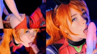 Asuka Langley-Short hair - Deep throat blowjob and pussy fuck