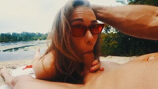 Beach public anal sex with a hot body and cum shot featuring Mia Bandini