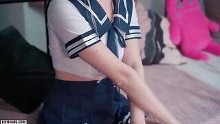 Kawaii schoolgirl gets her pussy filled with cum and facial by Eva Elfie