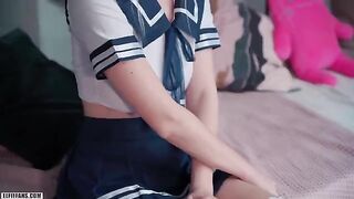 Kawaii schoolgirl gets her pussy filled with cum and facial by Eva Elfie