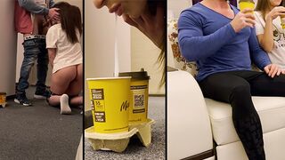 The delivery guy came to the house and was asked to cum on the wife's mouth