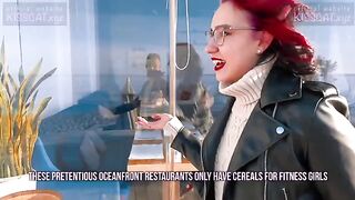 A cat is having breakfast with a hot guy who loves to fuck