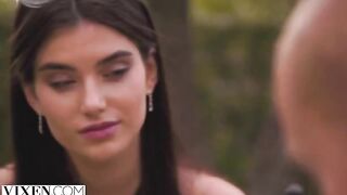 A shy brunette, featured on VIXEN, gets wild with Alberto in a passionate scene