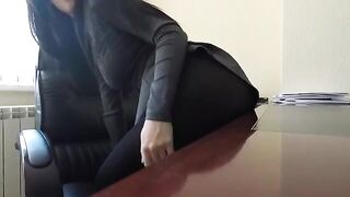 Mini Diva enjoys herself in a risky office masturbation session