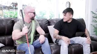 Tricky blind man fucked sexy brunette Vienna Black in public place