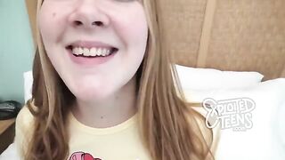 Redhead teen with freckles and red pubic hair gets fucked during casting