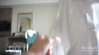 This babe knows how to relax on vacation. Handjob and hard sex await her pussy