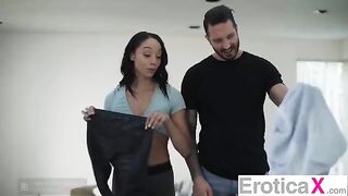 The couple’s desires erupt in an erotic and passionate encounter