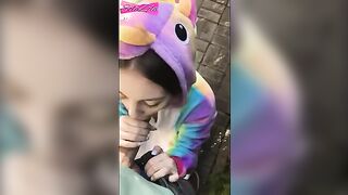 A girl ran away after getting fucked outdoors in a public spot