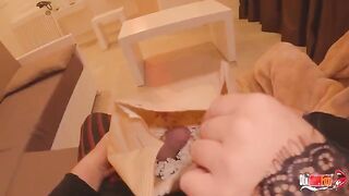 Pervert guy fucked his sexy stepmom while she was making popcorn