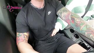 My slutty wife deepthroats my cock while driving hard