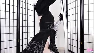 An oily and slutty 2B android gets examined in this hot cosplay video