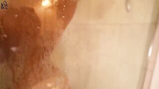 Young and sexy girl has sex with a huge dildo in the shower