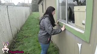 A man was caught spying by a woman in a compromising situation