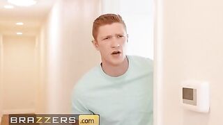 Mellanie Monroe needs help from her stepson when she gets stuck while setting up the laundry rack