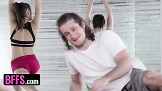 Flexible yoga instructor fucked by her students during class