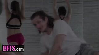 Flexible yoga instructor fucked by her students during class