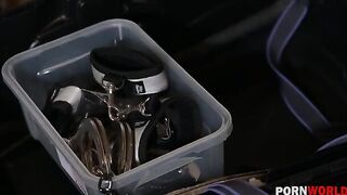 Busty beauties Ania Kinski and Anissa Kate get their assholes licked and DP'd in rough BDSM