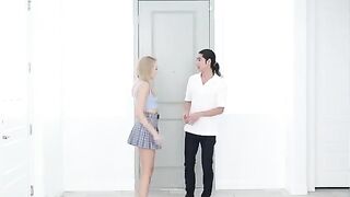 Skinny blonde Madison Summers in passionate kitchen sex action