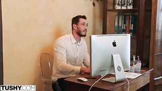 Nancy has anal sex with her nice coworker in TUSHY style
