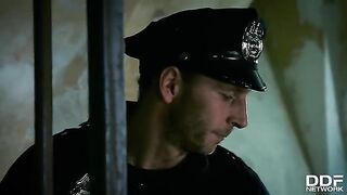 Hot FFM threesome in the police station with Rosella Visconti