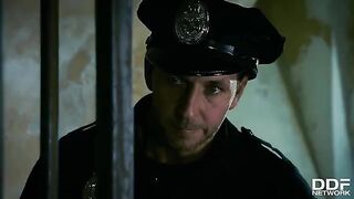 Hot FFM threesome in the police station with Rosella Visconti