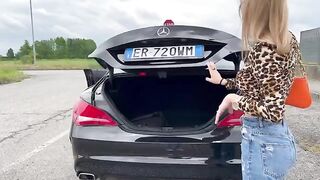 An Italian girl buys a used car and fucks the salesman