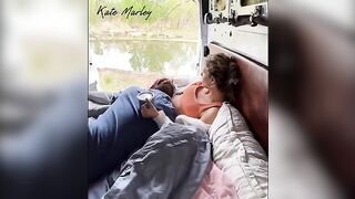 Camping outdoors with a loving and passionate woman