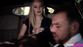The driver got screwed in a steamy threesome with two busty beauties