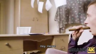 A mature woman has sex with the detective for a fee