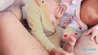 A trio with a pregnant woman of 6 months, who eats great cock incredibly well