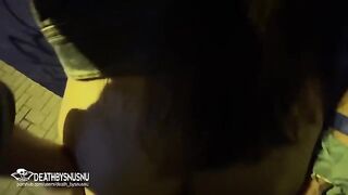 I fuck a Spanish girl in the street after a party and cum on her