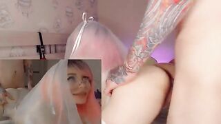 A beautiful bride cheats on her husband with his best friend and gets a messy facial