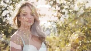 A glamorous girl goes outside and answers the call of nature