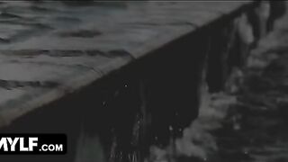 The hot MILF threesome seduced the muscular pool man to join them