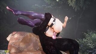 Busty woman fucked by a monster cock in 3D