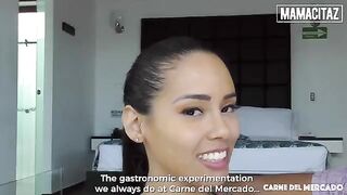 Petite brunette Andreina De Luxe shakes big cock with perfect ass