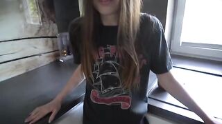 A guy caught his stepbrother’s girl as she was getting naughty in the kitchen