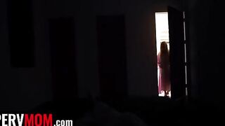 The lucky dude slides his dick between the huge natural boobs of his stepmom Jessica Starling in the pool