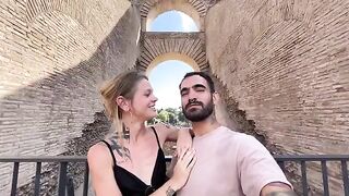 Date night in Rome turns into passionate and romantic roaming and moaning