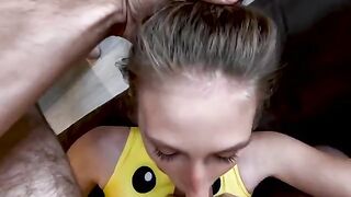A cute girl has a rough encounter with a strong partner in this intense scene