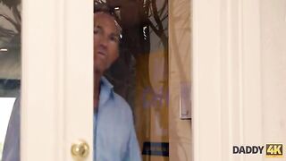 The blonde played a trick on her boyfriend by messing around with his dad
