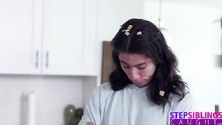 The guy is fucking with his hot stepsis Kyler Quinn in the kitchen