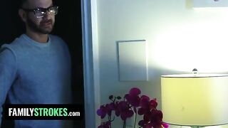 Redhead stepdaughter Vanna Bardot gets her tight pussy fucked by pervert stepdad