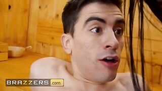 Two hot girls catch a guy spying on them and fuck him hard