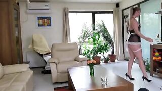 A horny maid experiences her first anal sex and squirts, assisted by Wet Kelly