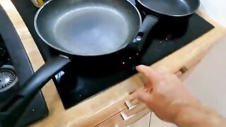Bad Volodya fucked Asian rice in the kitchen, as seen in many VLOGs
