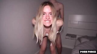College girl gets manhandled by a blonde dude in dorm